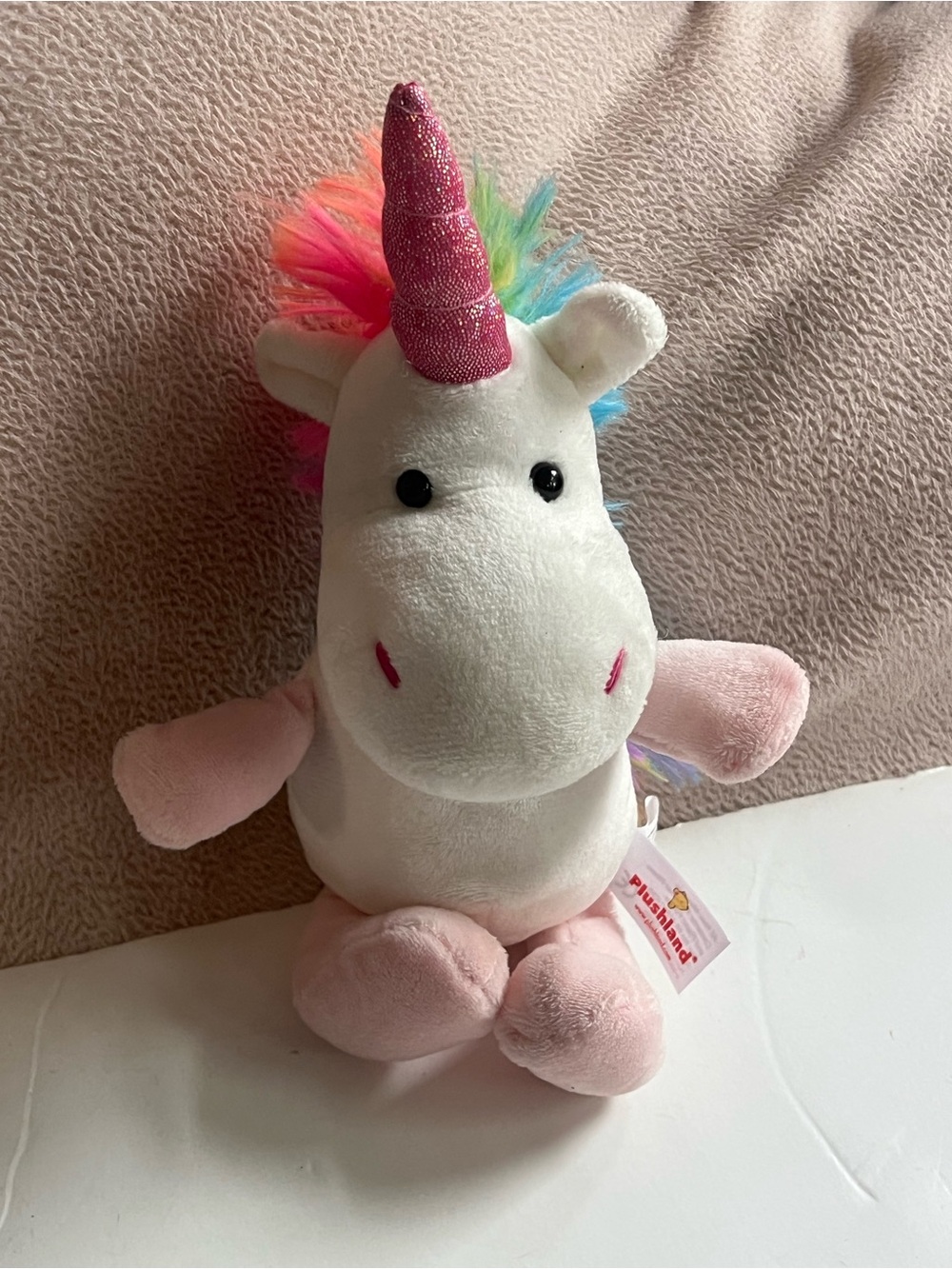 Pink & White Rainbow Unicorn Plush Toy